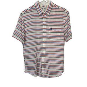 Original Penguin 100% Cotton Mens Striped Red White and Lightweight Shirt Large